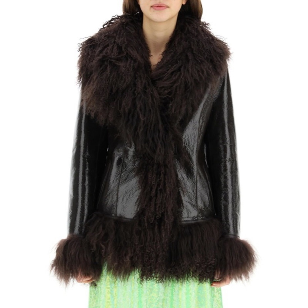 Vintage Black Fur & leather Coat
